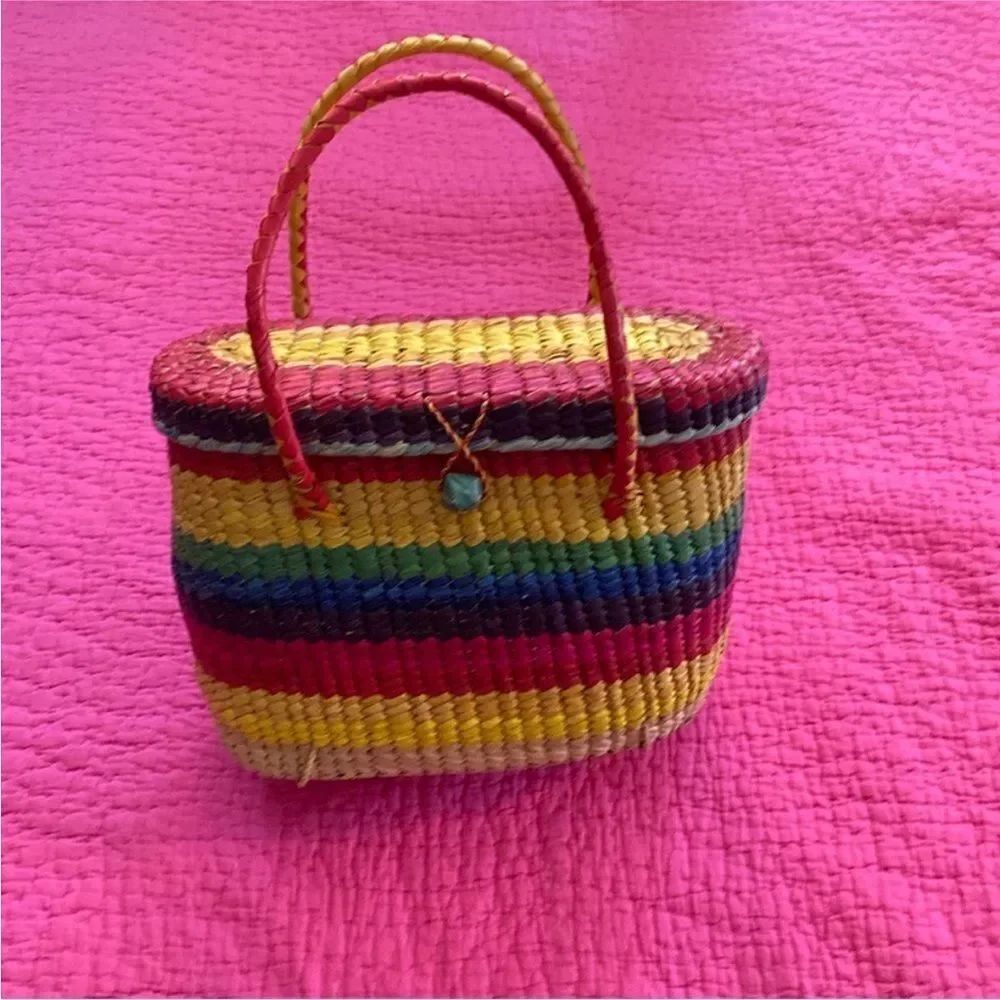 Vibrant Multicolor Woven Tote Bag